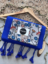 Royal Blue Handloom Cotton Saree With Kalmkari Print Blouse